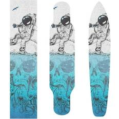 Skateboards Hidove Survival Astronaut Sitting on Underwater Skull Skateboard Grip Tape Sheet Non Slip Waterproof Sandpaper Scooter Grip Tape Longboard Griptape 33.1x9.1inch