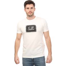 C.P. Company T-shirts C.P. Company Mens Jersey Label Style Logo T-Shirt in White Cotton