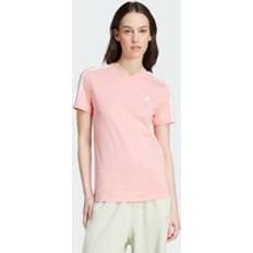 adidas Essentials Slim 3-Stripes T-Shirt Semi Pink Spark White