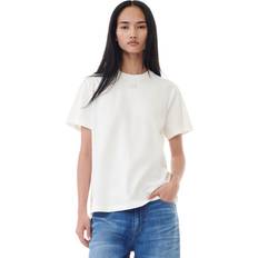 Ganni Basic Jersey Rhinestone Relaxed T-shirt in White Organic Cotton Women's