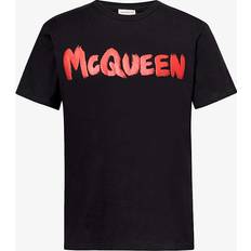 Alexander McQueen Mens Black Red Graffiti Logo-print Relaxed-fit Cotton-jersey T-shirt