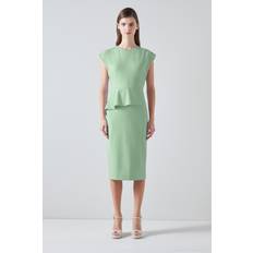 LK Bennett Womens Gre-green Mia Peplum Stretch-woven Midi Dress