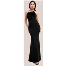 Sequins Clothing Goddiva Scuba Crepe Bandeau Rose Maxi Dress Black