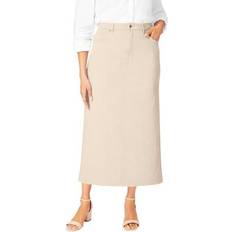 Jessica London Skirts Jessica London Plus Women's Classic Denim Midi Skirt in Oatmeal Size 32 100%