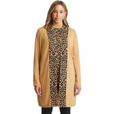 Jessica London Outerwear Jessica London Plus Women's Fine Gauge Cardigan Topper in Neutral Classic Cheetah Size 26/28 Sweater