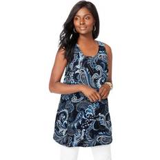 Jessica London Clothing Jessica London Plus Women's Georgette Tunic Tank in Navy Paisley Size W Top Blouse