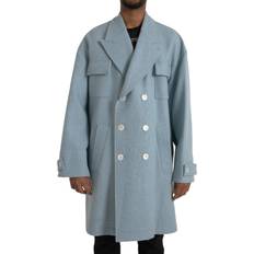 Dolce & Gabbana Blue Coats Dolce & Gabbana Blue Breasted Trench Coat Men's Jacket