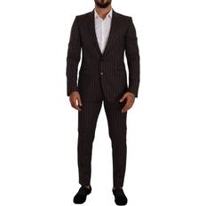 Anzüge Dolce & Gabbana Elegant Maroon Striped Slim Fit Suit Men's