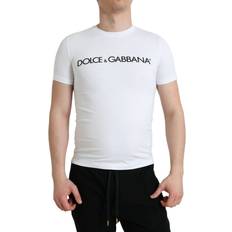 T-Shirts Dolce & Gabbana Elegant Hvid Logo Crewneck Tee Color_Hvid, Herre, Hvid, IT44/XS, Material: 100% Cotton, T-shirts, T-Shirts Men Clothing, White