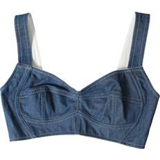 Blusen Dolce & Gabbana Elegant Blå Bustier Crop Top Blue, Blå Color_Blå Dame, IT40/S, Material: 70% Cotton 24% Nylon 6% Elastane, Toppe, Tops T-Shirts Women Clothing