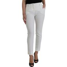 One Size - Woman Trousers Dolce & Gabbana Elegant Hvid Mid-Waist Tapered Bukser Jeans Bukser, Color_Hvid, Dame, Hvid, IT38/XS, Jeans Pants Women Clothing, Material: 92% Virgin Wool 6% Nylon 2% Elastane, White