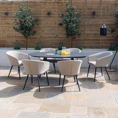 Maze Ambition 6 Seat Oval Dining Set - Oatmeal Juego de comedor de patio