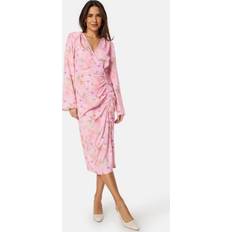 Bubbleroom Klänningar Bubbleroom Bubbleroom Occasion Drawstring L/S Midi Dress Pink/Floral