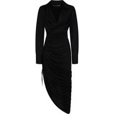 Alexander Wang Asymmetric Draped Stretch-Jersey Midi Dress - Black