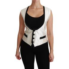 Dolce & Gabbana Mujer Chalecos Dolce & Gabbana Luksuriøs Silkevest med Logo Detaljer White