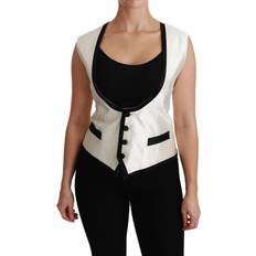 Dame - Silke Veste Dolce & Gabbana Silkevest med Logo Detaljer Black/White