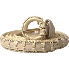 Beige Belts Dolce & Gabbana Beige Raffia Læder Metal Buckle Bælte Beige