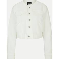 Herr - Jeansjackor - Vita BOSS BLACK Collarless Denim Jacket White, White, 10, Women