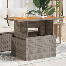 Brown - Rattan Garden Table vidaXL Grey Poly Rattan and Acacia Wood Table 100 x 55 x 73 cm