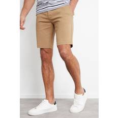 Beige - Chino Shorts Threadbare Mens Taupe Cotton 'NorthSea' Slim Fit Chino Shorts Waist