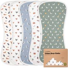 Keababies 5pk Urban Baby Burp Cloths, Organic Burping Cloth for Burp Rags for Baby Girls, Boys Pets and paws