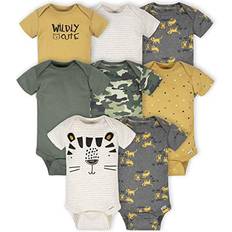 Bodysuits Gerber unisex baby 8-pack Short Sleeve Onesies Bodysuits and Toddler T Shirt Set, Tiger Newborn