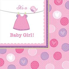 Pink Paper Napkins B&Q With Love Girl Disposable Napkins Pack of 16 Pink One Size