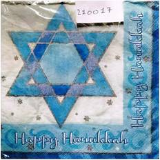 B&Q Star Hanukkah Napkins Pack of 16 White One Size