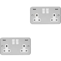 USB Outlet Electrical Outlets & Switches Loops 2 Gang 13A Switched UK Plug Socket