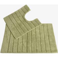 Tappetini Antiscivolo per Vasca Allure Bath Fashions Luxury Linear Ribbed Design Mat and Pedestal Set - Sage Green