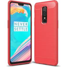 Skalo OnePlus 6 Armor Carbon Stødsikker TPU-cover Rød