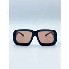 SVNX Oversized Square Frame In Black with Orange Lenses