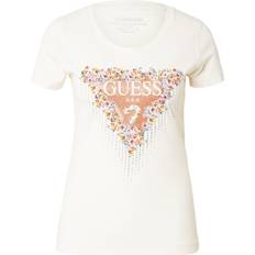 Guess Damen T-Shirts Guess T-Shirt mit Schmucksteinen CREME/ BRAUN/ SILBER