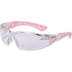 White Eye Protections Bolle Rush Plus Small Safety Glasses Clear Anti-Fog Lens - White Pink