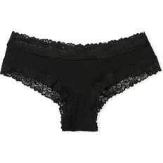 PINK Wink Lace Trim Cheeky Panty - Pure Black