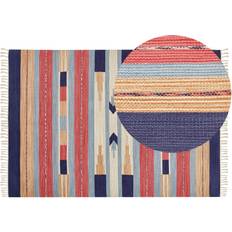 Kelimmattor Beliani Gandzak Bomullsmatta 140x200 cm Blå Blå, Multifärgad cm
