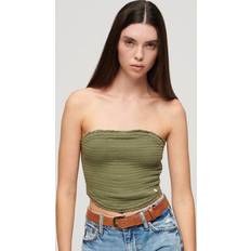 Mujer - Verde Blusas Superdry Gesmoktes Bandeau-Oberteil - Kaki