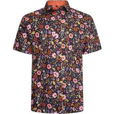 Kam Tops Kam Menswear Mens Skeleton and Floral Print Short Sleeve Shirt Multicolour