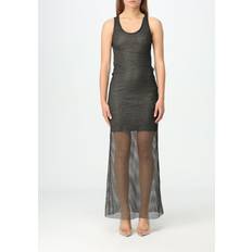 Palm Angels Dame Kjoler Palm Angels Sort Linned Lagdelt Kjole - Sort