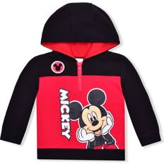 Disney Black Hoodies Disney Boy's Mouse Half Zip Pullover Fashion Hoodie, Black/Red/Blue