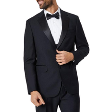 Elastane/Lycra/Spandex - Men Blazers Burton Tailored Fit Tuxedo Suit Jacket - Black