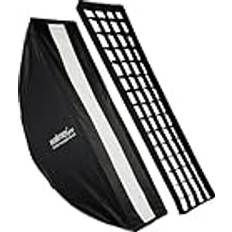 Lighting & Studio Equipment Walimex Pro Studio Striplight Softbox 40 x 120 cm, 360° Rotatable, Easy Assembly Thanks to Umbrella Function, Includes Grid, Mask, Bowens Adapter and Transport Bag, Ideal for and