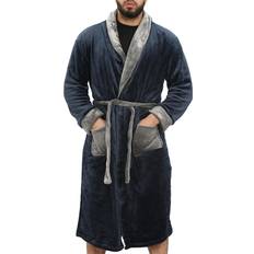 Blue - Unisex Sleepwear A2Z S, Navy Adults Fleece Bathrobe Dressing Gown Soft Bath Blue
