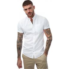 Jack & Jones Mens Oxford Short Sleeve Shirt in White Cotton