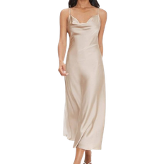 Shein BIZwear Women's Solid Color V-Neck Satin Spaghetti Strap Dress, Perfect For Work