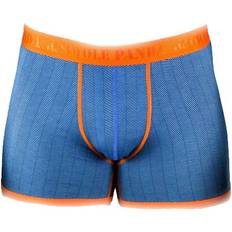 Clothing Breathable Comfort Fitted Bamboo Boxers Blue Herringbone Pair Blue/Orange