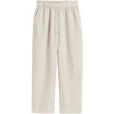 Damen - Leinenhosen H&M Ankle Length Linen Trousers - Light Beige