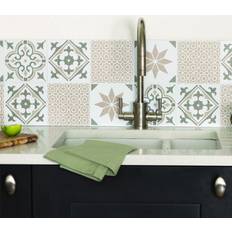 Green Tiles D-C-Fix d-c-fix Jamila Natural Sticky Back Vinyl Wall Tile 18 Pack Cream