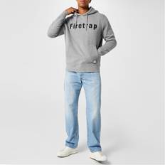 Firetrap Mens Graphic Overhead Hoodie in Grey Polycotton