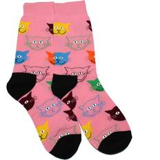 Novelty Womens Socks Crew Ladies Lucky Pair Socks Unisex Pink Cats 4-8